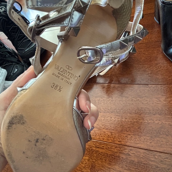 Valentino Metallic Gold Studded Heels - Picture 4 of 6